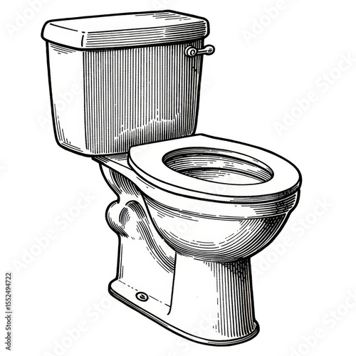 Classic White Toilet Illustration Plumbing and Sanitary Appliance Isolated
