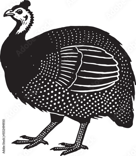 Elegant Guinea Fowl Silhouette Design Vector Illustration