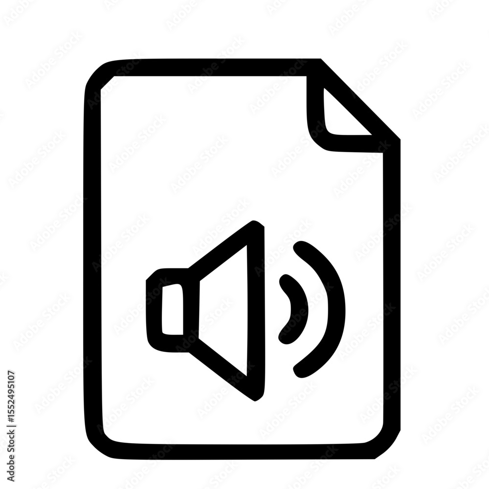 Outline Simple Style Audio File with Speaker Icon Document Outline Simple Style Audio File with Speaker Icon Document
