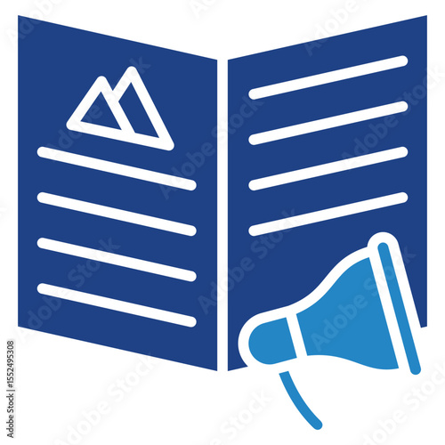 Article dual tone blue color mini illustration icon, use for journalist, broadcasting, news and media UI, UX kit, app and web development, digital or print.