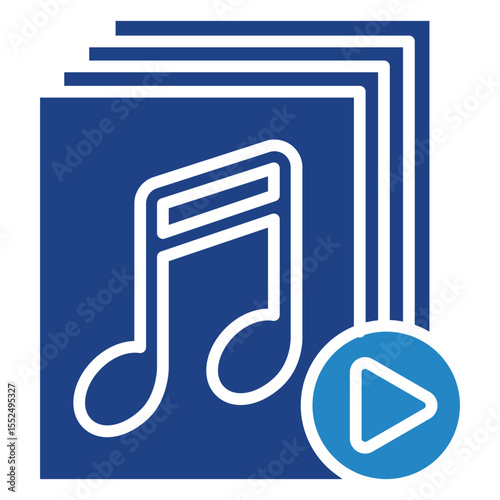 Audio File dual tone blue color mini illustration icon, use for journalist, broadcasting, news and media UI, UX kit, app and web development, digital or print.
