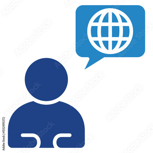 Journalist dual tone blue color mini illustration icon, use for journalist, broadcasting, news and media UI, UX kit, app and web development, digital or print.
