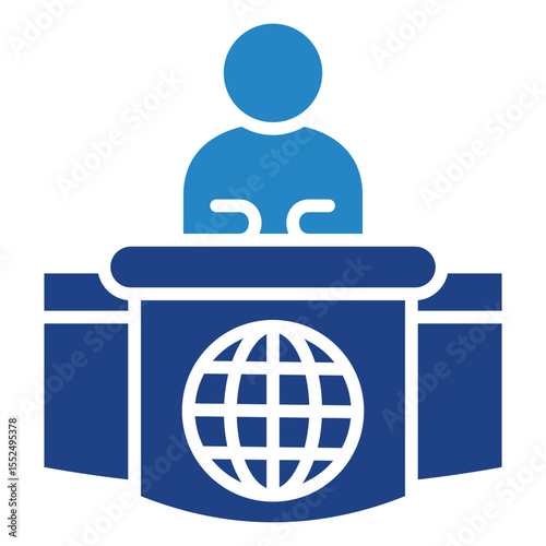 Anchor dual tone blue color mini illustration icon, use for journalist, broadcasting, news and media UI, UX kit, app and web development, digital or print.