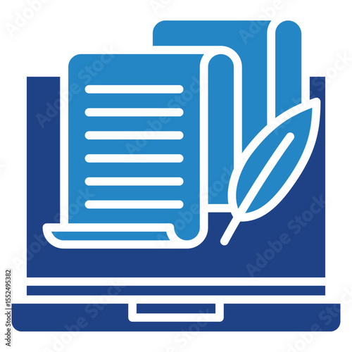 Column Writer dual tone blue color mini illustration icon, use for journalist, broadcasting, news and media UI, UX kit, app and web development, digital or print.