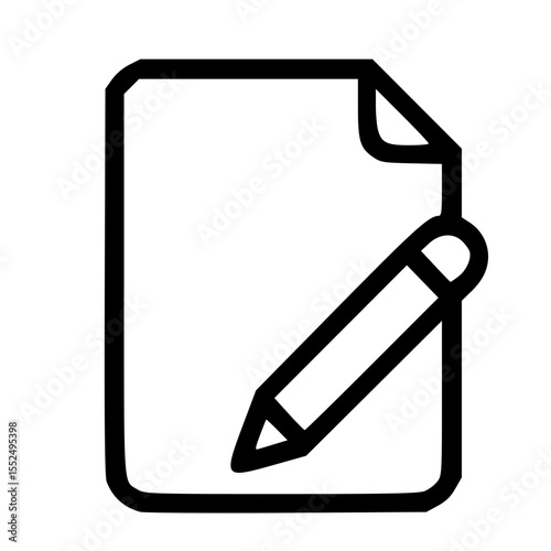 Simple Lineart Document with Pencil Icon for Writing and Editing
