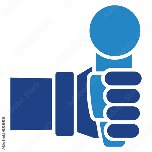 Journalist dual tone blue color mini illustration icon, use for journalist, broadcasting, news and media UI, UX kit, app and web development, digital or print.