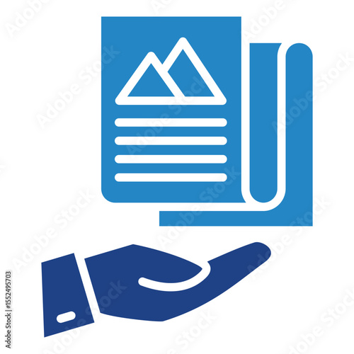 Publish dual tone blue color mini illustration icon, use for journalist, broadcasting, news and media UI, UX kit, app and web development, digital or print.