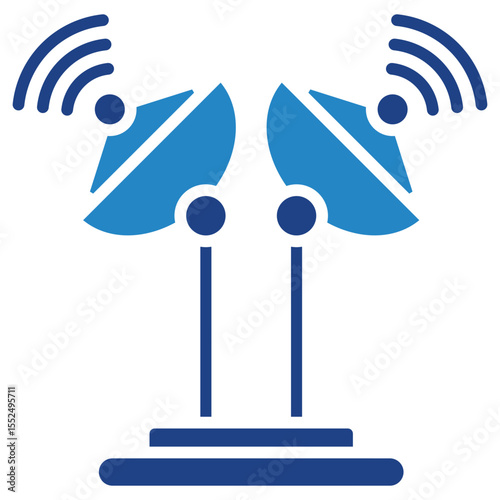 Radio Wave dual tone blue color mini illustration icon, use for journalist, broadcasting, news and media UI, UX kit, app and web development, digital or print.