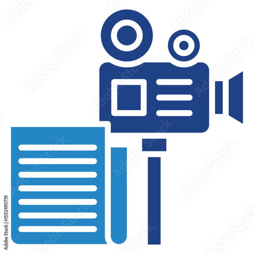 Script dual tone blue color mini illustration icon, use for journalist, broadcasting, news and media UI, UX kit, app and web development, digital or print.