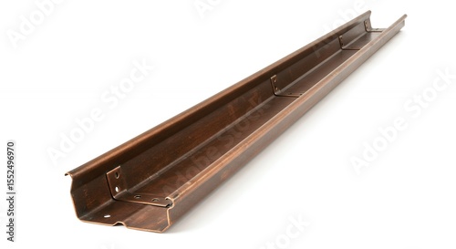 Copper colored metal gutter section