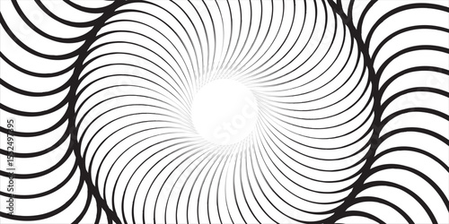 Black and White Abstract Rotating Pattern with a Spiral Design