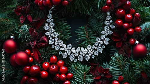 A Diamond Necklace Adorned with Festive Decorations