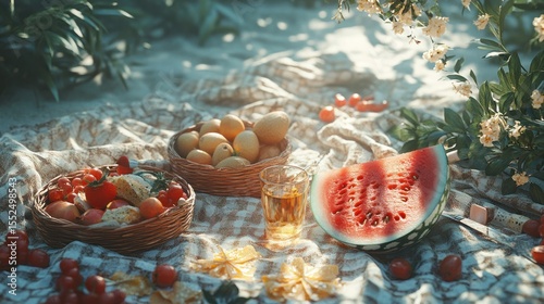 Summer Picnic Basket Outdoors: A Sunny Day Delight