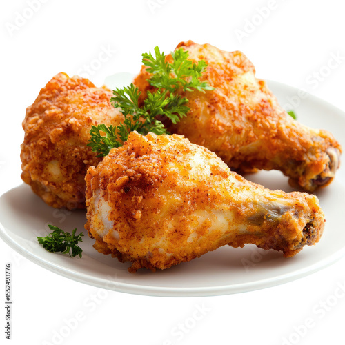 Crispy Fried Chicken Drumsticks with Fresh Parsley Garnish