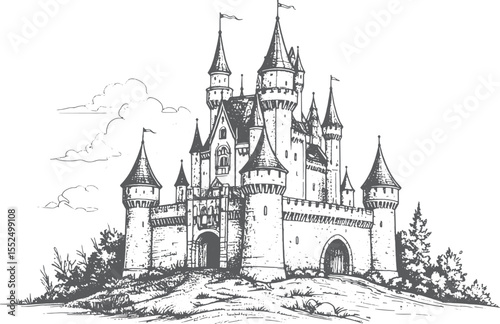 Enchanted Castle: Fairytale Fortress Illustration