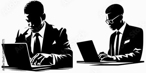 African American Business man nodding in agreement. Marketing Commerce Corporate Entrepreneurship Startup Clipart Line Art Vector Illustration. Black entrepreneur showing accord with.