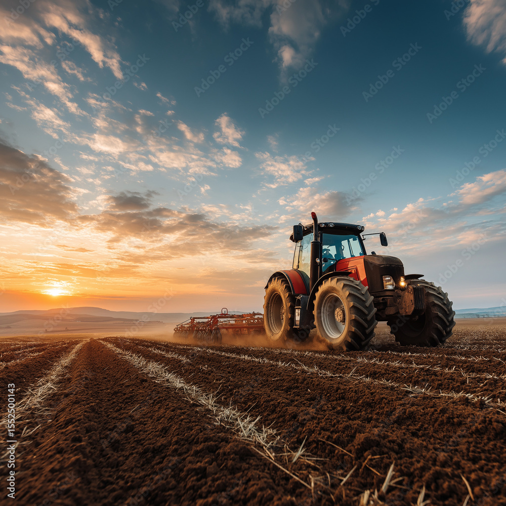 Fototapeta premium tractor on the field