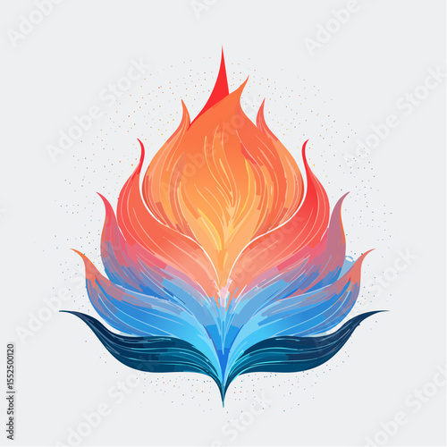 stylized chromatic flame vectors in cobalt coral and charcoal gradients