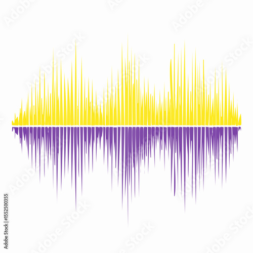 sonic pulse lines resembling audio-waveform stripes in lemon, purple and granite