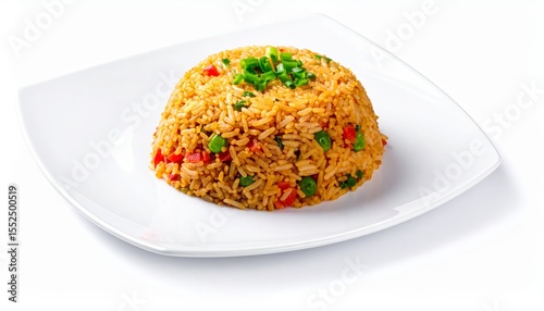 Delicious Vegetable Fried Rice Served on a White Plate A Perfect Asian Cuisine Dish
