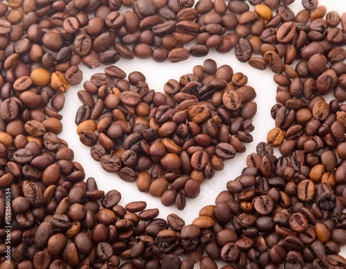 Roasted Coffee Beans Arranged in a Heart Shape A Perfect Symbol of Love and Caffeine