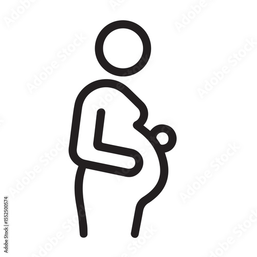 Minimalist Line Icon of Pregnant Woman – Maternity and Motherhood Symbol