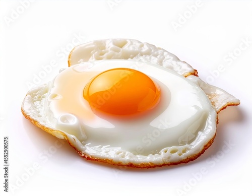 Delicious Fried Egg A Single Perfectly Cooked Sunny Side Up Egg Isolated on White Background