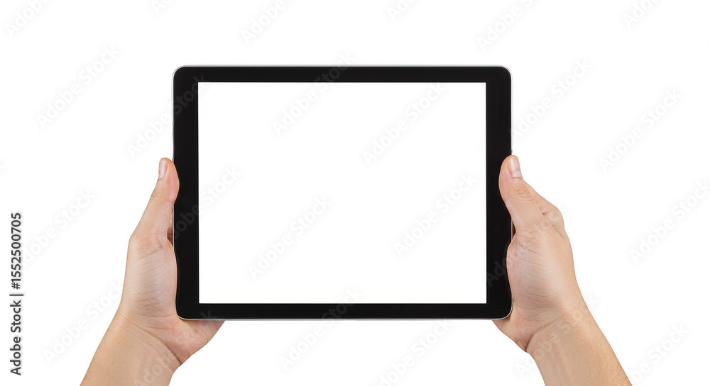Hands Holding Blank Screen Tablet Device Digital PNG Background Hands Holding Blank Screen Tablet Device Digital PNG Background