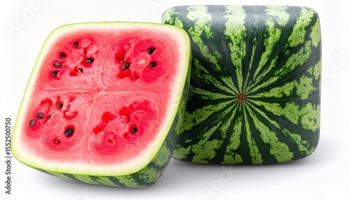 Juicy Square Watermelon Slices Fresh Summer Fruit Red Flesh Green Rind