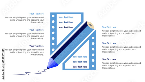 Pencil Infographic Template – Editable Text Layout for Creative Presentations. Fully editable vector SVG file compatible with PowerPoint, Illustrator, and most vector-based applications. Infographic.