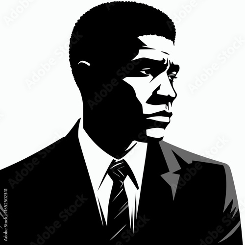 African American Business man Looking melancholic. Marketing Commerce Corporate Entrepreneurship Startup Clipart Line Art Vector Illustration. Black entrepreneur feeling downcast.