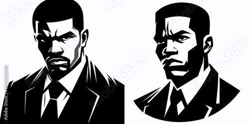 African American Business man Looking angry. Marketing Commerce Corporate Entrepreneurship Startup Clipart Line Art Vector Illustration. Upset black entrepreneur showing displeasure.