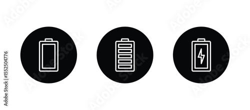 Battery icon set vector. battery charging symbol, battery charge level vector	