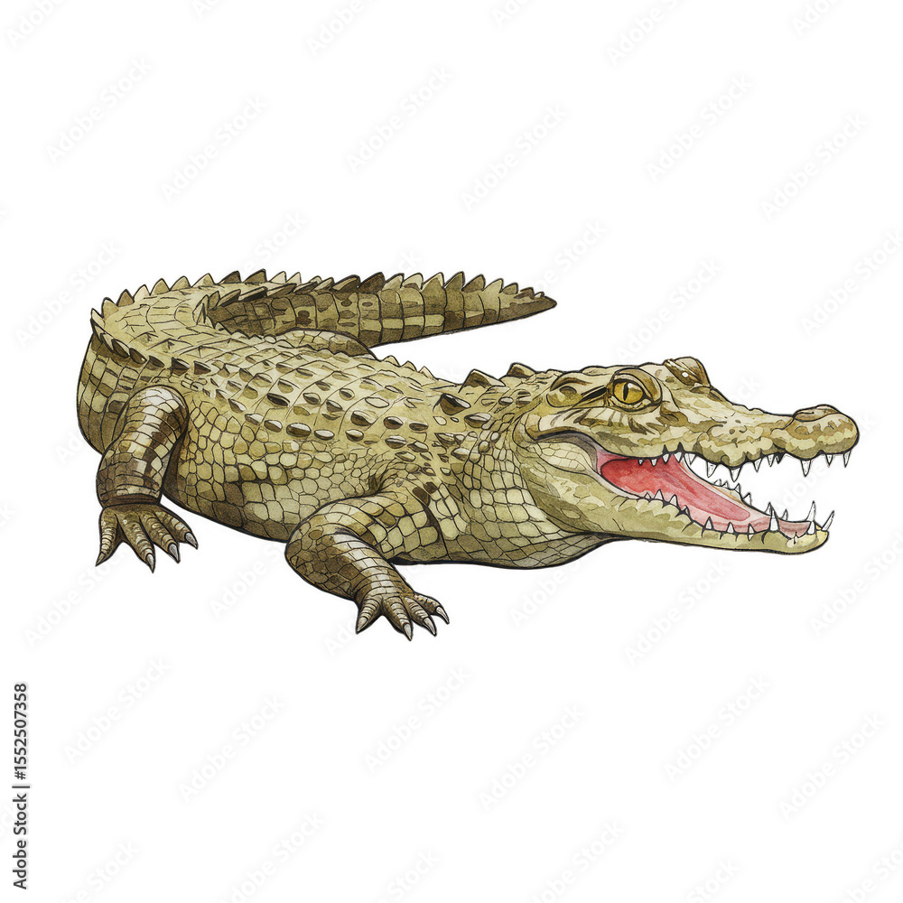 Naklejka premium Illustration Of Crocodile Reptile Isolated With Open Mouth And Sharp Teeth