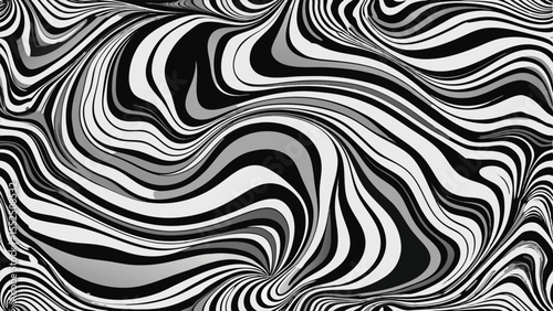 Black and white wavy lines abstract background with gray accents vector