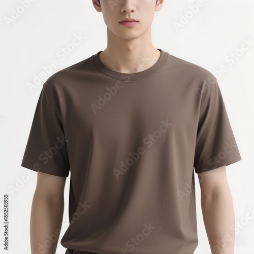 Mockup kaos lengan pendek warna coklat