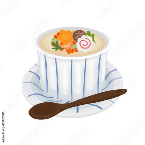 Vector Illustration Logo Clipart Traditional Japanese Appetizer Chawanmushi 