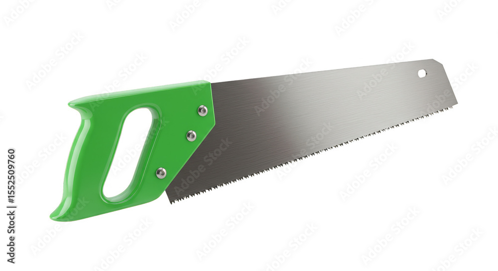 Illustration of Green Hand Saw Tool Woodworking Hardware on Transparent Illustration of Green Hand Saw Tool Woodworking Hardware on Transparent