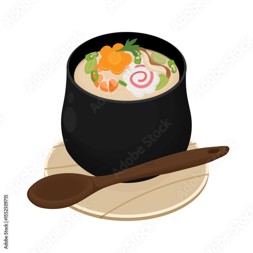 Vector Illustration Logo Clipart Delicious Silky Chawanmushi Japanese steamed egg custard