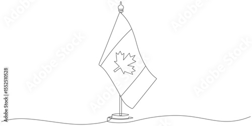 vector design continuous line illustration of canada flag, for canada day eps 3