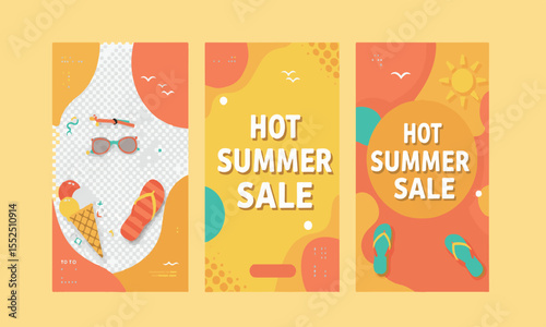 Minimal and bold triple-frame summer sale banners, great for e-commerce promotions, product highlights, or seasonal offers