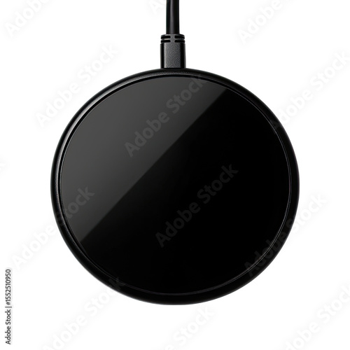 Black minimalist design round wireless charger on white background
