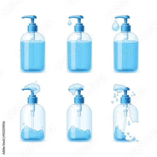 set of blue liquid soap