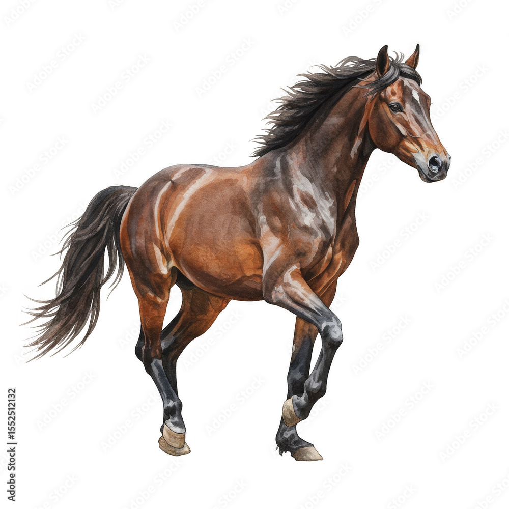 Illustration of Majestic Brown Horse Running Isolated on Transparent Background Illustration of Majestic Brown Horse Running Isolated on Transparent Background