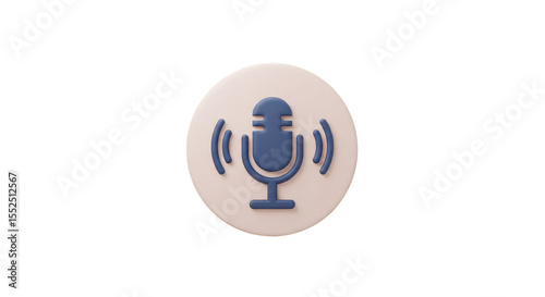 Illustration of Mic with Round Base Audio Recording in Transparent BG