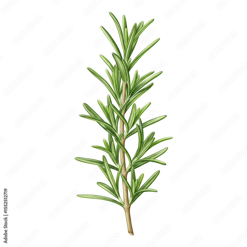 Naklejka premium Illustration of Rosemary Herb Sprig on Transparent Background