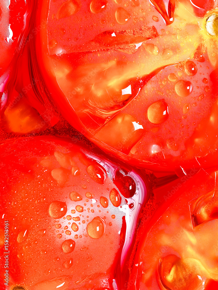 Fototapeta premium Juicy cross section of fresh cut red tomatoes.