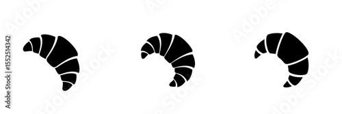 Vector of 3 variations of front view croissant