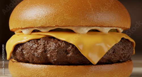 Juicy Cheeseburger Meltdown: A mouthwatering close-up of a perfectly crafted burger.