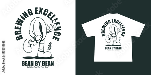 Retro Poster cartoon character of coffee. Graphic Design for T shirt Street Wear and Urban Style